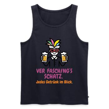 Ver-Fasching´s-Schatz: Da entgeht kein Getränk - Männer Premium Bio Tank Top - Navy - Vorne - Michal (187cm)