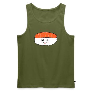 kawaii food, japanese cuisine, japanese fish - Men's Premium Organic Tank Top - khaki - Front - Michal (187cm)