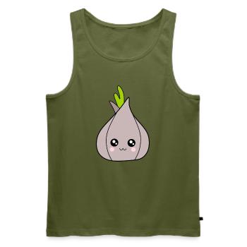 Kawaii Zwiebel Knoblauch Kawaii Gemüse Kawaii Obst - Männer Premium Bio Tank Top - Khaki - Vorne - Michal (187cm)