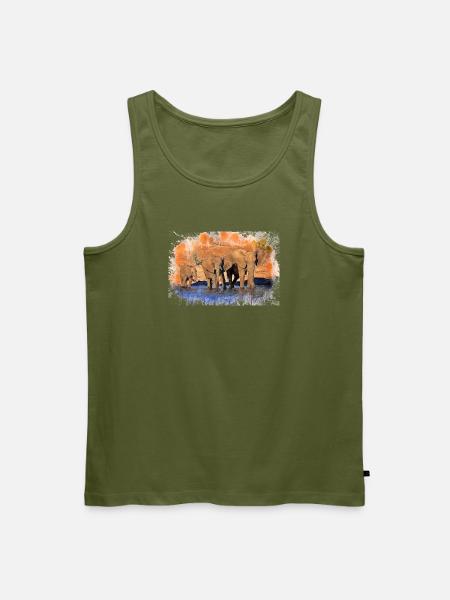 Elefantenherde - Männer Premium Bio Tank Top - Khaki