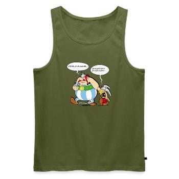Asterix & Obelix Sprechblasen - Männer Premium Bio Tank Top - Khaki - Vorne - Michal (187cm)