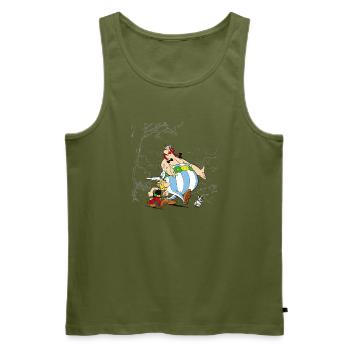 Asterix & Obelix Spaziergang Mit Idefix - Männer Premium Bio Tank Top - Khaki - Vorne - Michal (187cm)