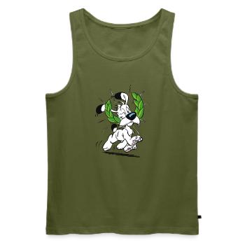 Asterix & Obelix Idefix Mit Lorbeerkranz - Männer Premium Bio Tank Top - Khaki - Vorne - Michal (187cm)