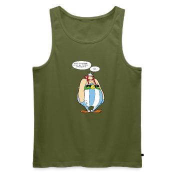 Asterix & Obelix - Obelix Sprechblasen - Männer Premium Bio Tank Top - Khaki - Vorne - Michal (187cm)