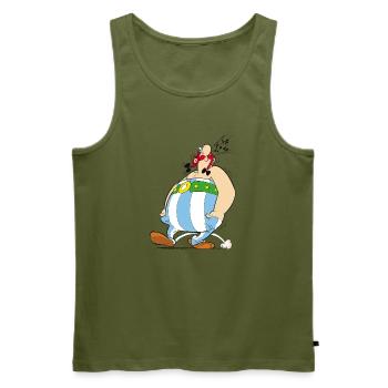 Asterix & Obelix - Obelix Singt - Männer Premium Bio Tank Top - Khaki - Vorne - Michal (187cm)