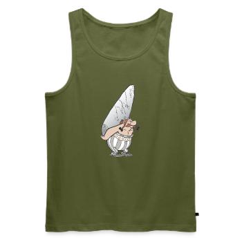 Asterix & Obelix - Obelix mit Stein - Männer Premium Bio Tank Top - Khaki - Vorne - Michal (187cm)