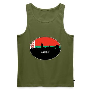 Minsk Weißrussland Flagge Skyline Silhouette Reisen - Männer Premium Bio Tank Top - Khaki - Vorne - Michal (187cm)