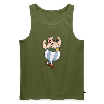 Asterix Obelix Hände In Den Taschen - Männer Premium Bio Tank Top - Khaki - Vorne - Michal (187cm)