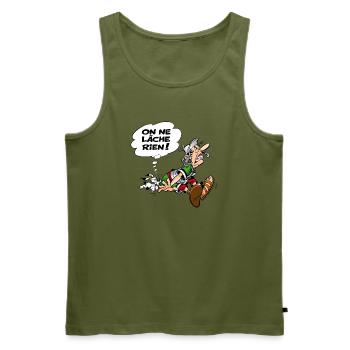 Asterix & Obelix Wir lassen nicht locker! - Männer Premium Bio Tank Top - Khaki - Vorne - Michal (187cm)