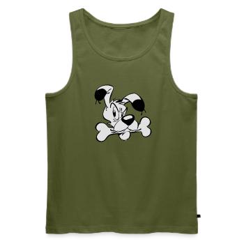 Asterix & Obelix - Idefix mit Knochen - Männer Premium Bio Tank Top - Khaki - Vorne - Michal (187cm)