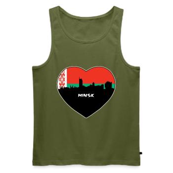 Minsk Weißrussland Flagge Skyline Reise Souvenir - Männer Premium Bio Tank Top - Khaki - Vorne - Michal (187cm)
