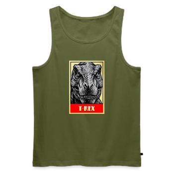 T-Rex Dinosaurier Retro Tyrannosaurus Rex - Männer Premium Bio Tank Top - Khaki - Vorne - Michal (187cm)