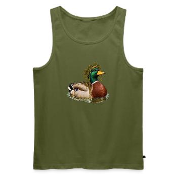 Stockente mit Pondweed-Krone - Männer Premium Bio Tank Top - Khaki - Vorne - Michal (187cm)