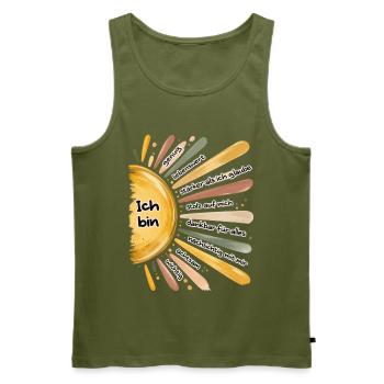 Ich bin genug – Positive Affirmationen Sonne - Männer Premium Bio Tank Top - Khaki - Vorne - Michal (187cm)