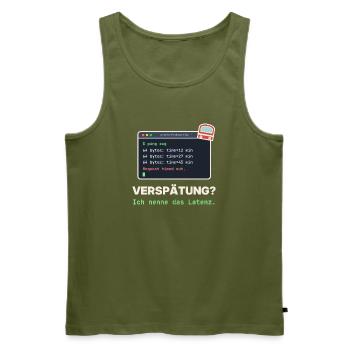 Ping Verzögerung: Latenz Meme - Männer Premium Bio Tank Top - Khaki - Vorne - Michal (187cm)