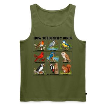 How to Identify Birds Funny Birding Birder Fitted  - Männer Premium Bio Tank Top - Khaki - Vorne - Michal (187cm)