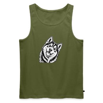 Fröhliche Husky Design - Männer Premium Bio Tank Top - Khaki - Vorne - Michal (187cm)