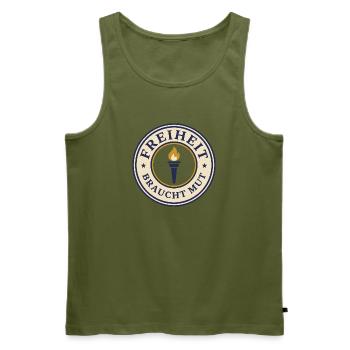Freiheit braucht Mut Meinungsfreiheit - Männer Premium Bio Tank Top - Khaki - Vorne - Michal (187cm)