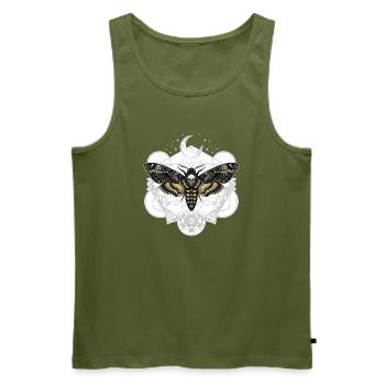 Totenkopfschwärmer mit Mond - Männer Premium Bio Tank Top - Khaki - Vorne - Michal (187cm)