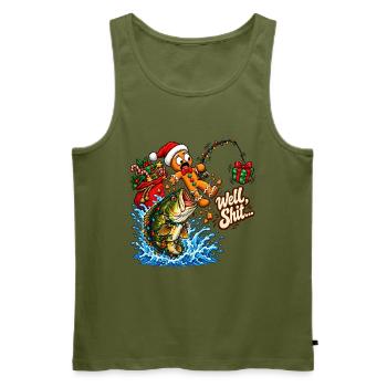 Well Shit Gingerbread Fishing Christmas Bass Humor - Männer Premium Bio Tank Top - Khaki - Vorne - Michal (187cm)