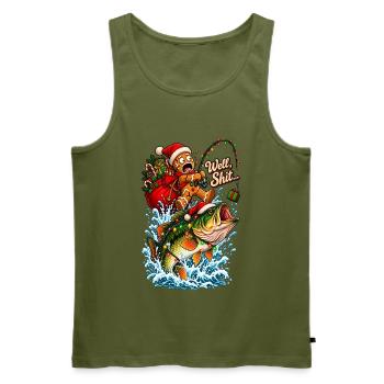 Well Shit Gingerbread Fishing Christmas Bass Humor - Männer Premium Bio Tank Top - Khaki - Vorne - Michal (187cm)
