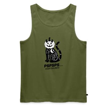 Pspsps oder Saures – Schwarze Katze Halloween - Männer Premium Bio Tank Top - Khaki - Vorne - Michal (187cm)