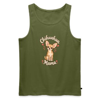 Chihuahua-Mama – Chi-Mama Chihuahua-Liebhaber-Hunde-Mama - Männer Premium Bio Tank Top - Khaki - Vorne - Michal (187cm)