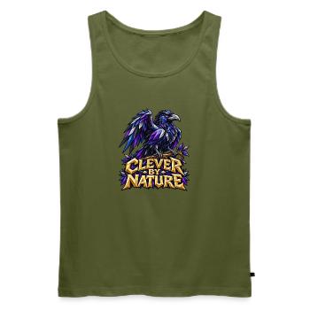 Clever by Nature Rabe Low Poly T-Shirt Rabenkrähe - Männer Premium Bio Tank Top - Khaki - Vorne - Michal (187cm)