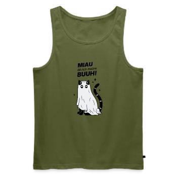 Miau äh ich meine Buuh! - Katze Gespenst Halloween - Männer Premium Bio Tank Top - Khaki - Vorne - Michal (187cm)
