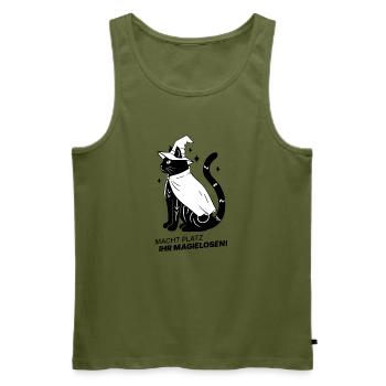 Macht Platz ihr Magielosen! – Schwarze Katze Hexe - Männer Premium Bio Tank Top - Khaki - Vorne - Michal (187cm)