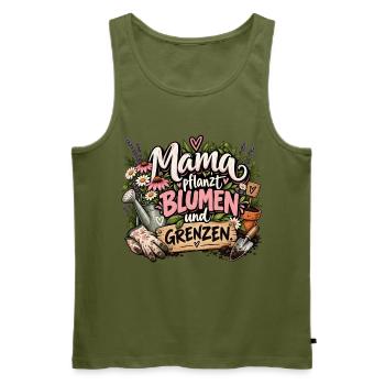 Mama pflanzt Blumen und Grenzen - Männer Premium Bio Tank Top - Khaki - Vorne - Michal (187cm)