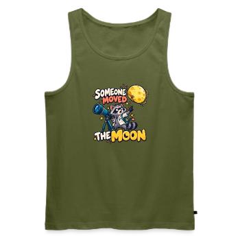 Jemand hat den Mond bewegt - Männer Premium Bio Tank Top - Khaki - Vorne - Michal (187cm)