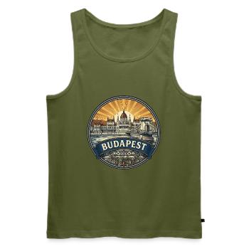 Budapester Reiseabzeichen Parlaments-Donau-Souvenir - Männer Premium Bio Tank Top - Khaki - Vorne - Michal (187cm)