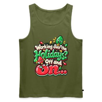 Feiertagsarbeit: Aus und An - Männer Premium Bio Tank Top - Khaki - Vorne - Michal (187cm)