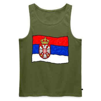 Serbische Flagge als Kinderzeichnung - Männer Premium Bio Tank Top - Khaki - Vorne - Michal (187cm)