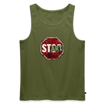 START statt STOP – Motivation Graffiti Streetwear - Männer Premium Bio Tank Top - Khaki - Vorne - Michal (187cm)