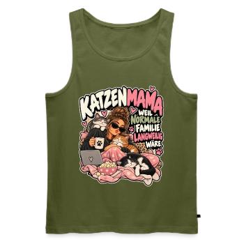 Katzenmama: Normale Familie Langweilig - Männer Premium Bio Tank Top - Khaki - Vorne - Michal (187cm)