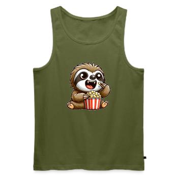Lustiges Faultier Popcorn Kino Vampir Zähne Film - Männer Premium Bio Tank Top - Khaki - Vorne - Michal (187cm)