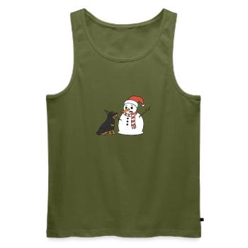 Rottweiler klaut Schneemann den Stockarm - Männer Premium Bio Tank Top - Khaki - Vorne - Michal (187cm)