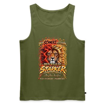 The Pain Is Strong – My Will Is Stronger - Männer Premium Bio Tank Top - Khaki - Vorne - Michal (187cm)