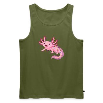 Süßer Axolotl mit Lichterkette für Weihnachten  - Männer Premium Bio Tank Top - Khaki - Vorne - Michal (187cm)