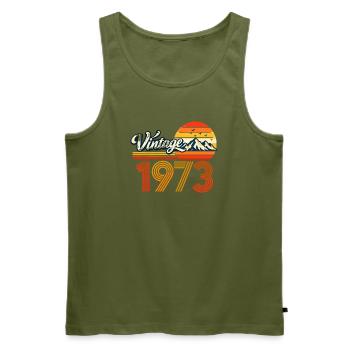 Vintage 1973 Mountain Sunset 53. Geburtstagsabschlag - Männer Premium Bio Tank Top - Khaki - Vorne - Michal (187cm)