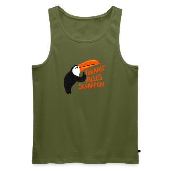Tukanst alles schaffen – Lustiger Tukan Motiv - Männer Premium Bio Tank Top - Khaki - Vorne - Michal (187cm)