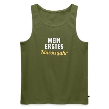 Erstes Klassenjahr geschafft – Lehrkraft Geschenk - Männer Premium Bio Tank Top - Khaki - Vorne - Michal (187cm)