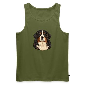 Berner Sennenhund – Treuer Blick - Männer Premium Bio Tank Top - Khaki - Vorne - Michal (187cm)