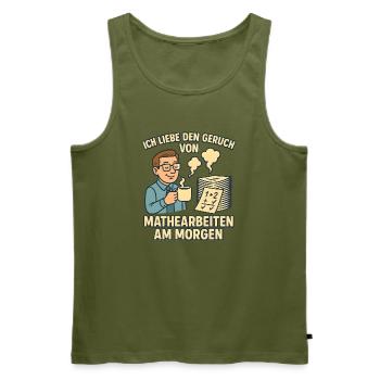 Matheduft am Morgen - Männer Premium Bio Tank Top - Khaki - Vorne - Michal (187cm)
