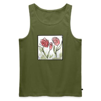 Geometrisches Rosen-Aquarell - Männer Premium Bio Tank Top - Khaki - Vorne - Michal (187cm)
