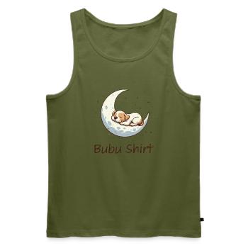 Bubu Shirt – Schlafendes Baby auf Mond, Pastell - Männer Premium Bio Tank Top - Khaki - Vorne - Michal (187cm)