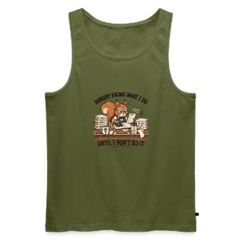 Niemand weiß, was ich tue, bis ich es tu - Männer Premium Bio Tank Top - Khaki - Vorne - Michal (187cm)