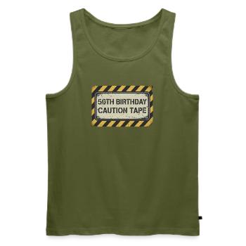 50th Birthday Caution Tape - Männer Premium Bio Tank Top - Khaki - Vorne - Michal (187cm)